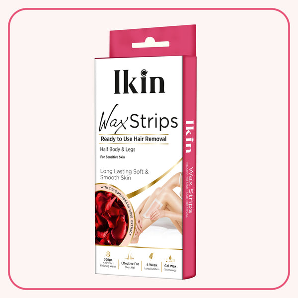 Ikin Wax Strip with goodness of rose extract for Sensitive Skin- 8 strips