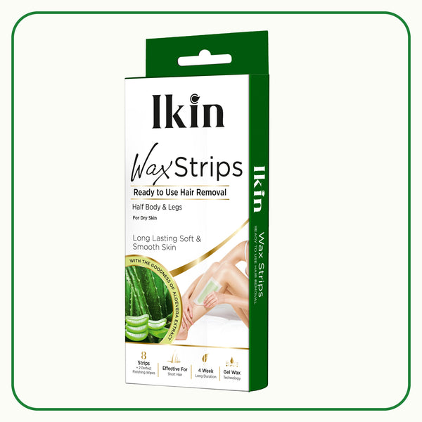 Ikin Wax Strip with Aloevera For Dry Skin- 8 strips