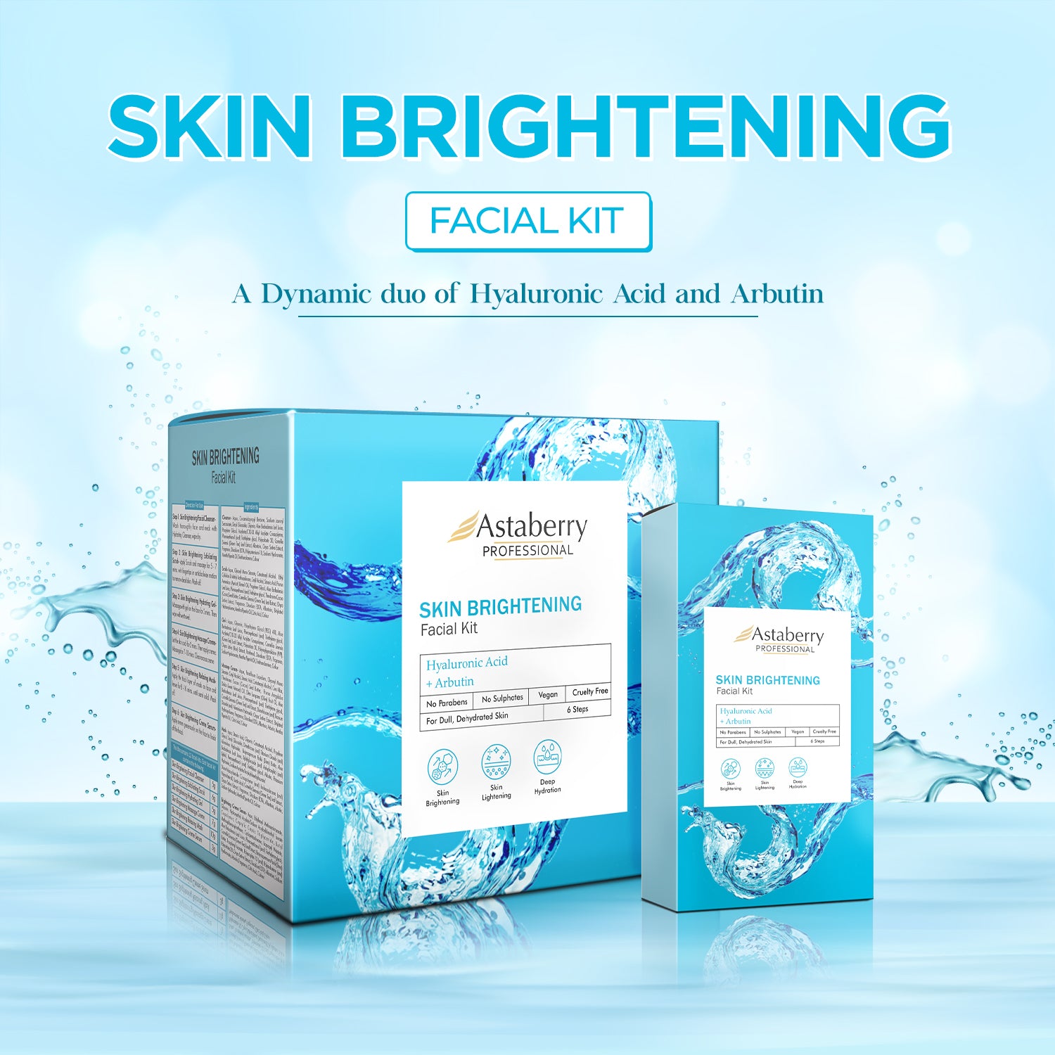 Professional Skin Brightening Facial kit 6 Steps 12 facial kit Set Astaberry