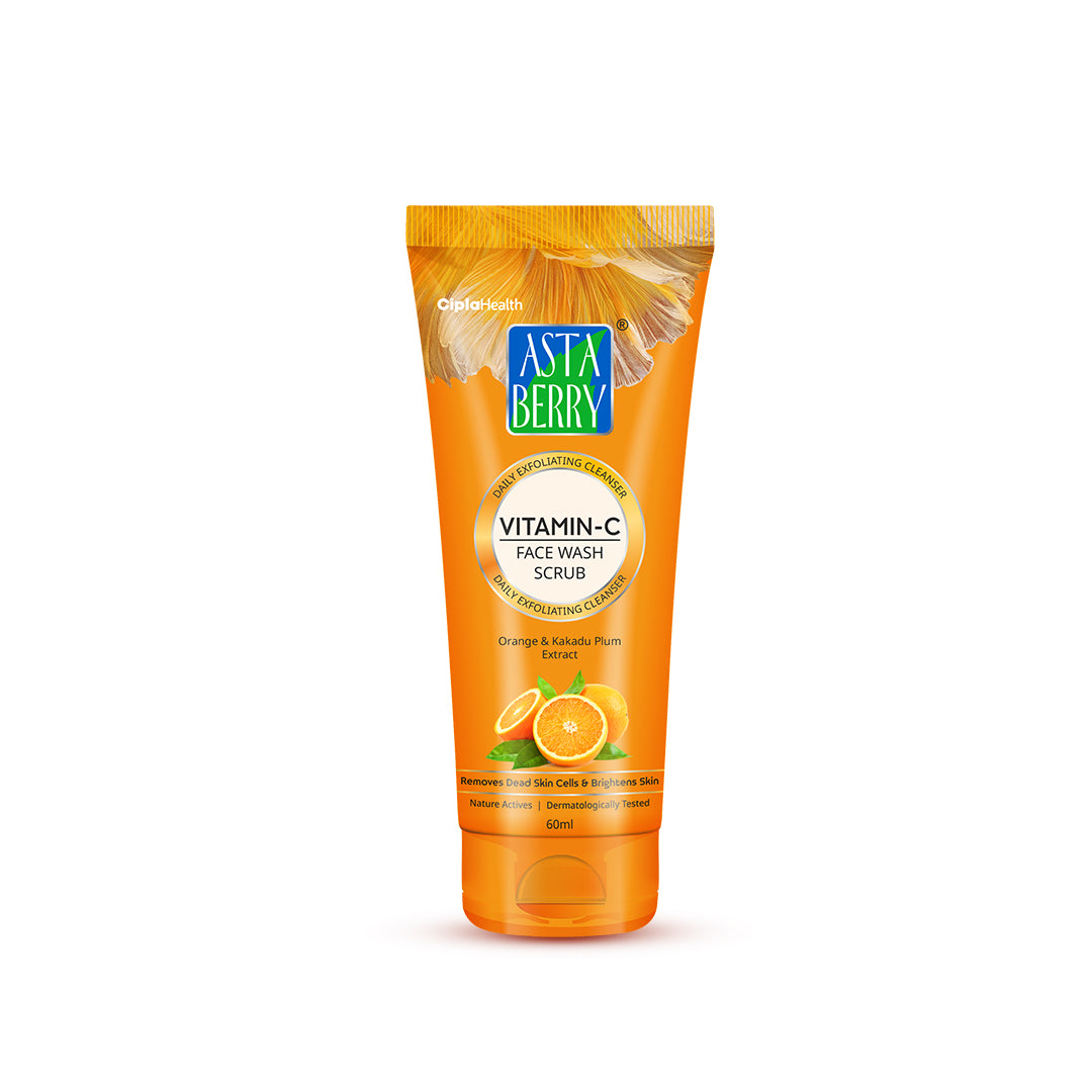 Astaberry Vitamin C Face Wash Scrub for Glowing Skin- With Vitamin C | Neem & Orange Peel Extract | Skin Illumination & Exfoliating