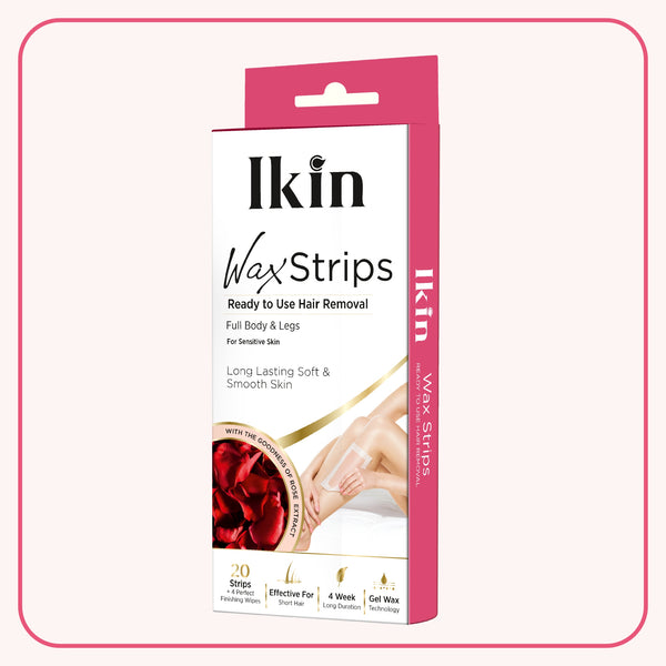 Ikin Wax Strip with goodness of rose extract for Sensitive Skin- 20 strips