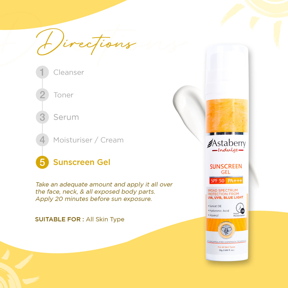 Gel Based Sunscreen SPF 50  Best Sunscreen For All Skin Types – Astaberry